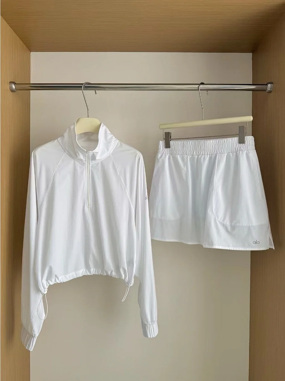 ALO Yoga White Two-Piece Skirt Set